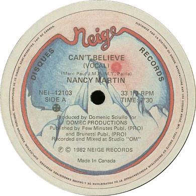 Nancy Martin: Can't Believe 12"