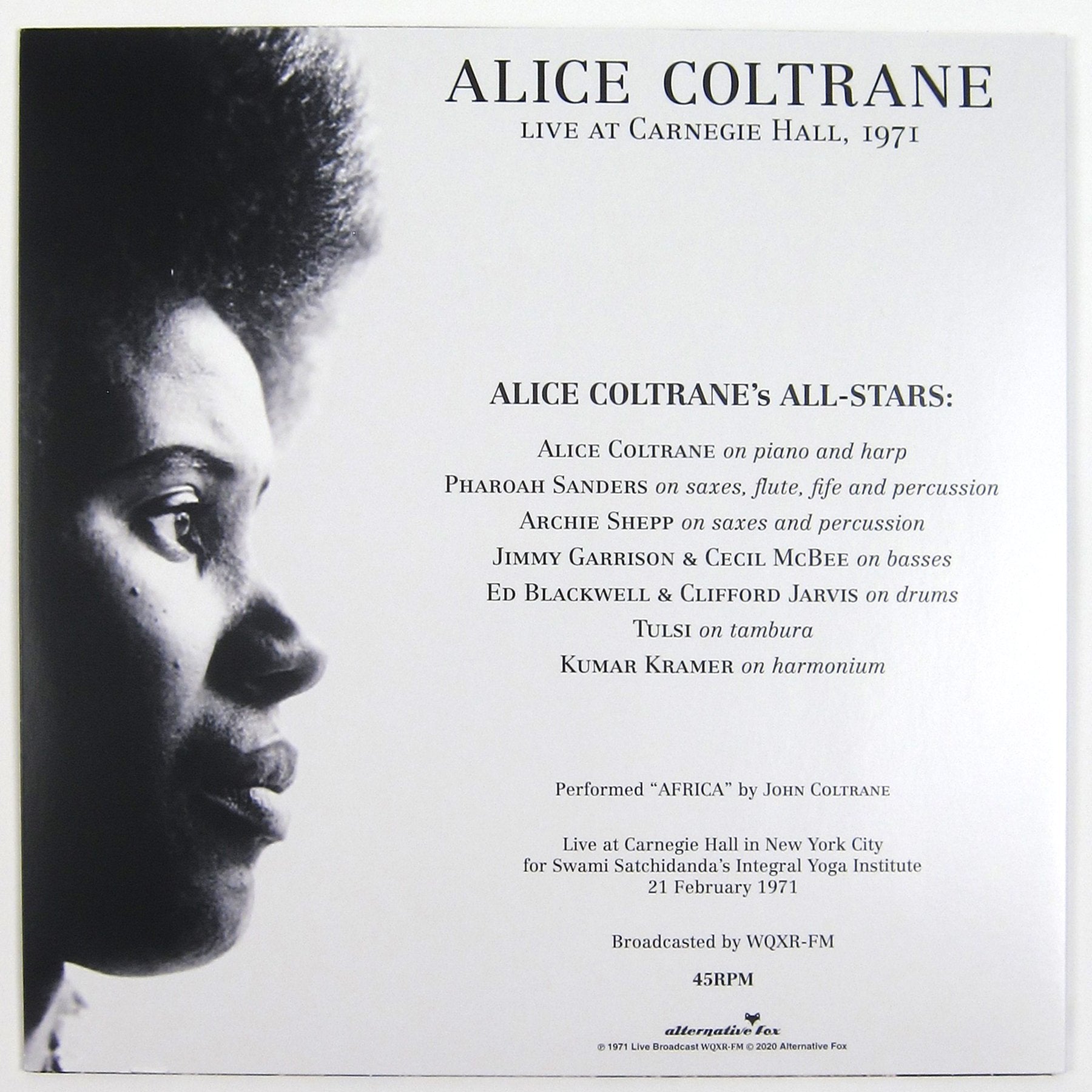 Alice Coltrane: Africa Live At The Carnegie Hall Vinyl LP