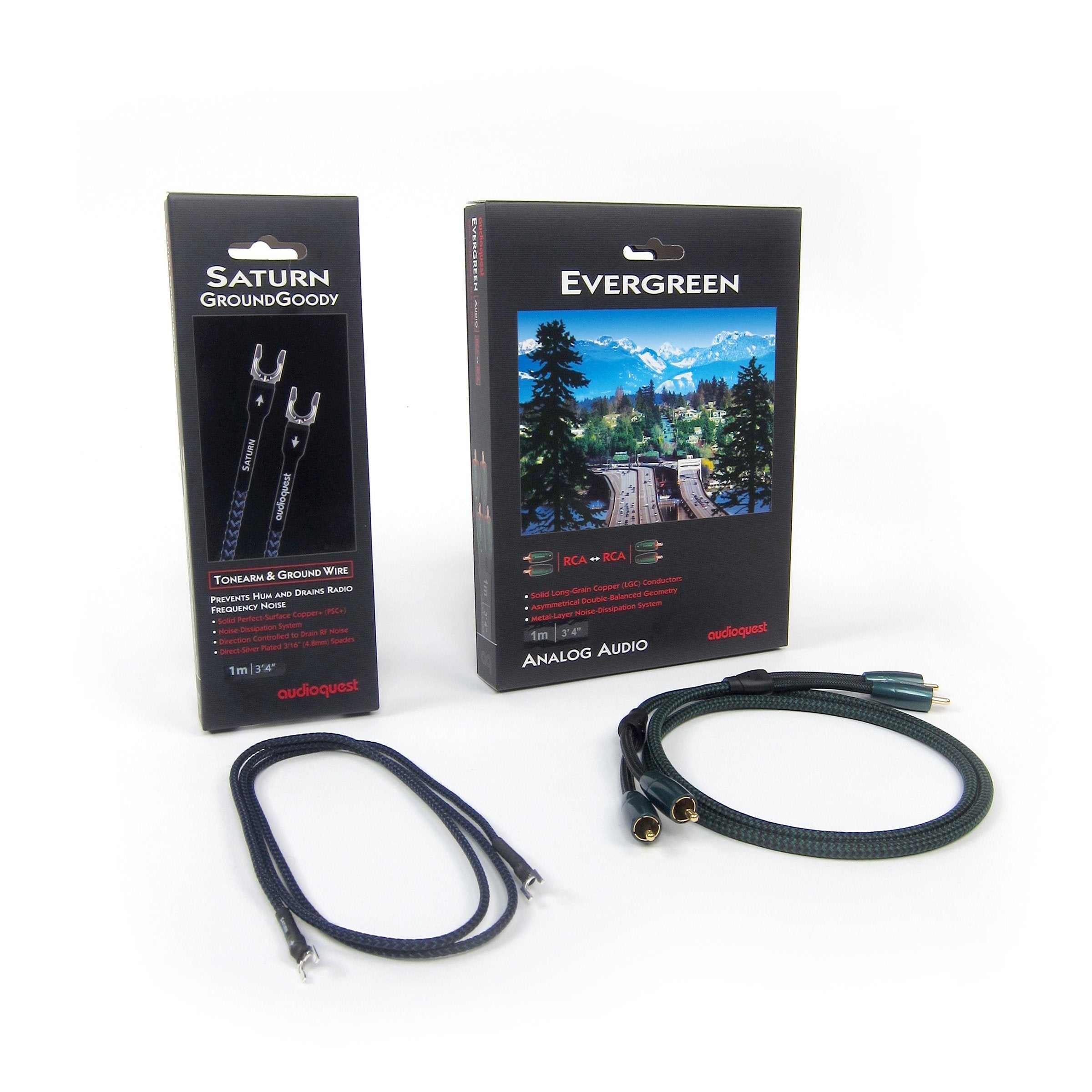 Audioquest: Evergreen RCA + Saturn Groundwire Kit for Turntables (1.0M)
