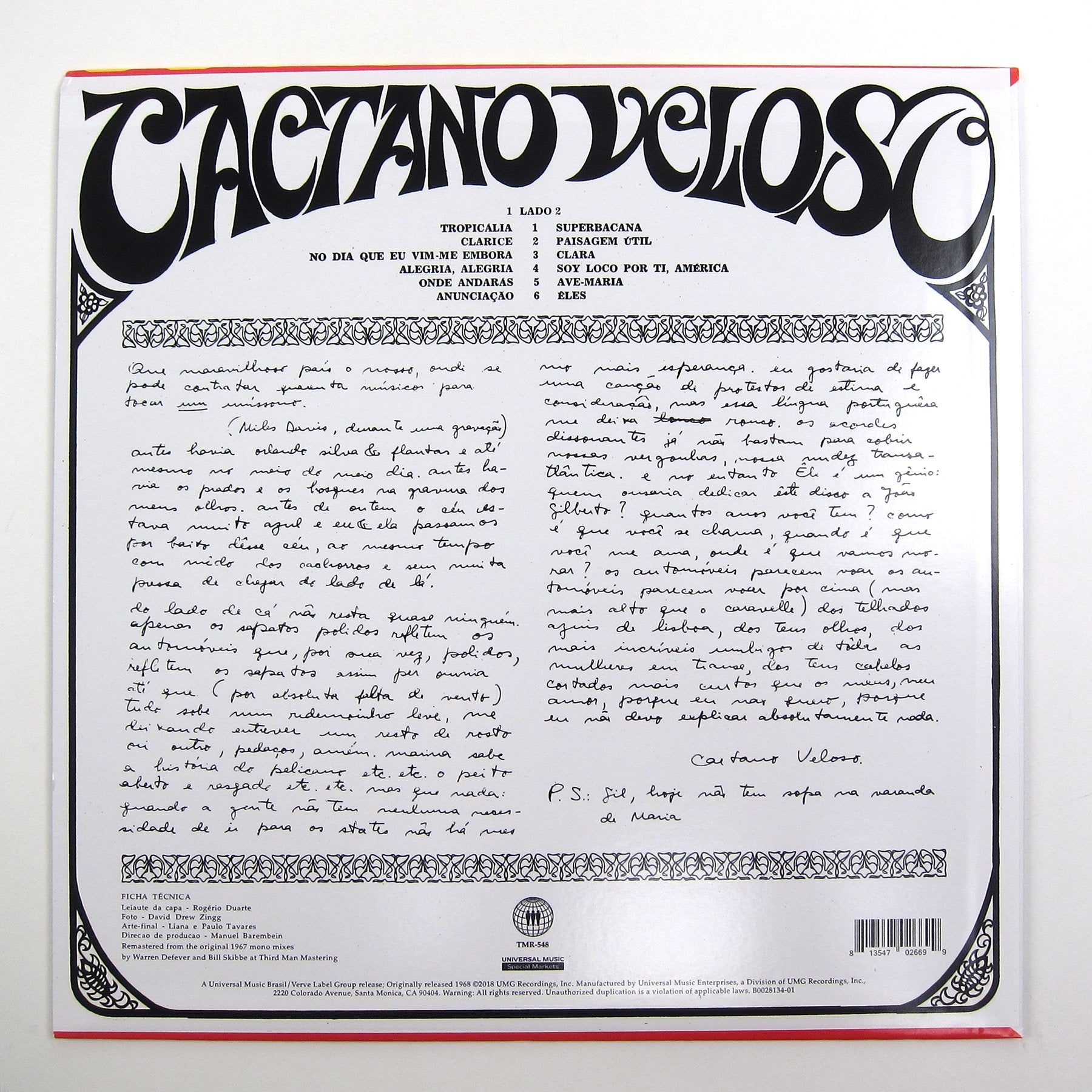 Caetano Veloso: Caetano Veloso (180g) Vinyl LP