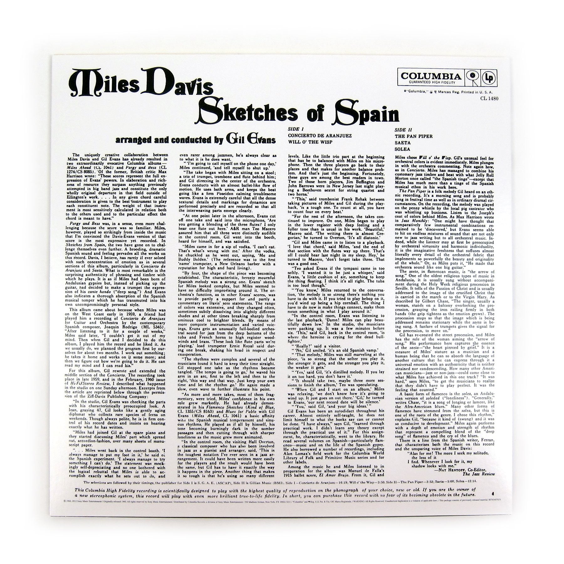 Miles Davis: Sketches Of Spain (180g Mono) Vinyl LP