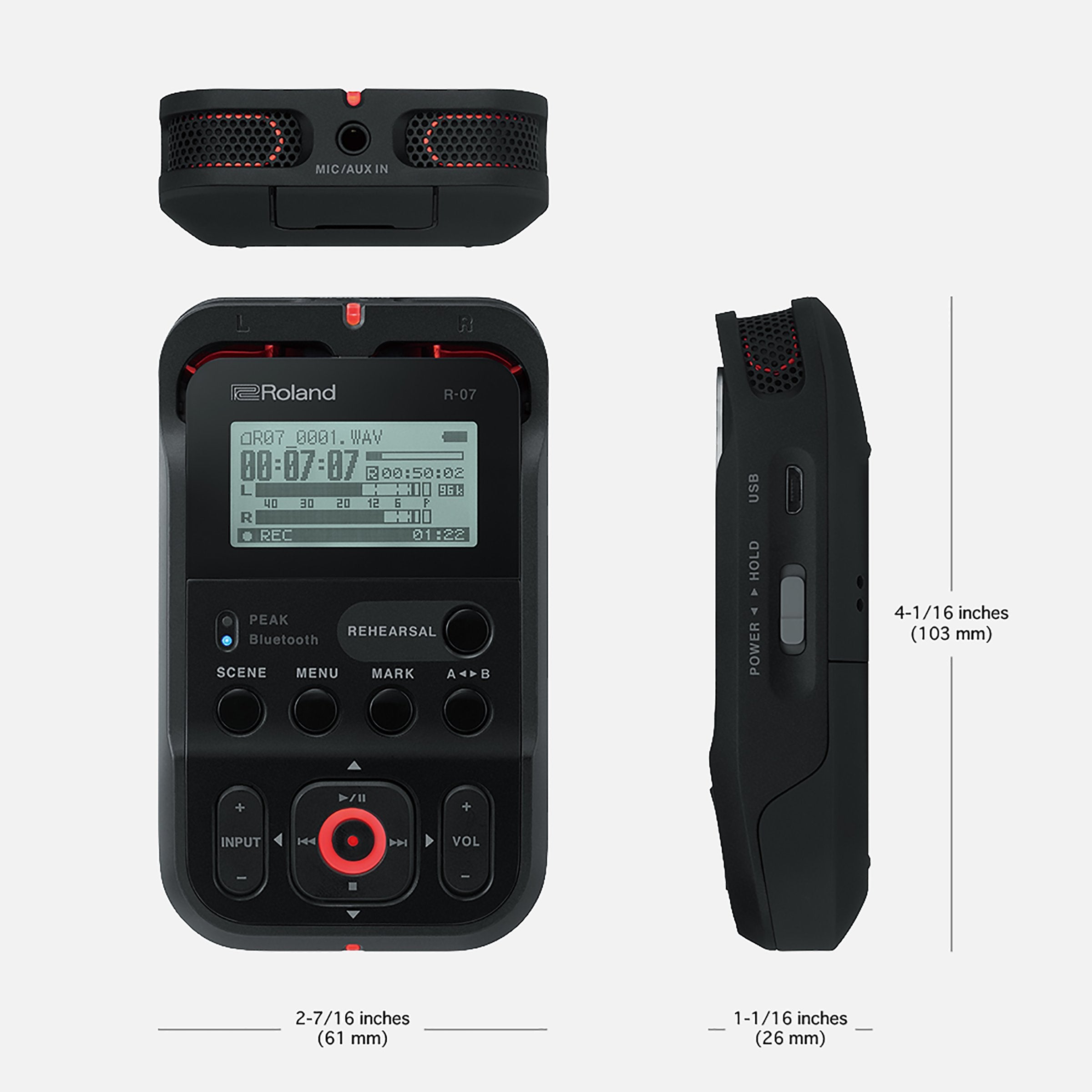 Roland: R-07-WH High-Resolution Portable Audio Recorder - White