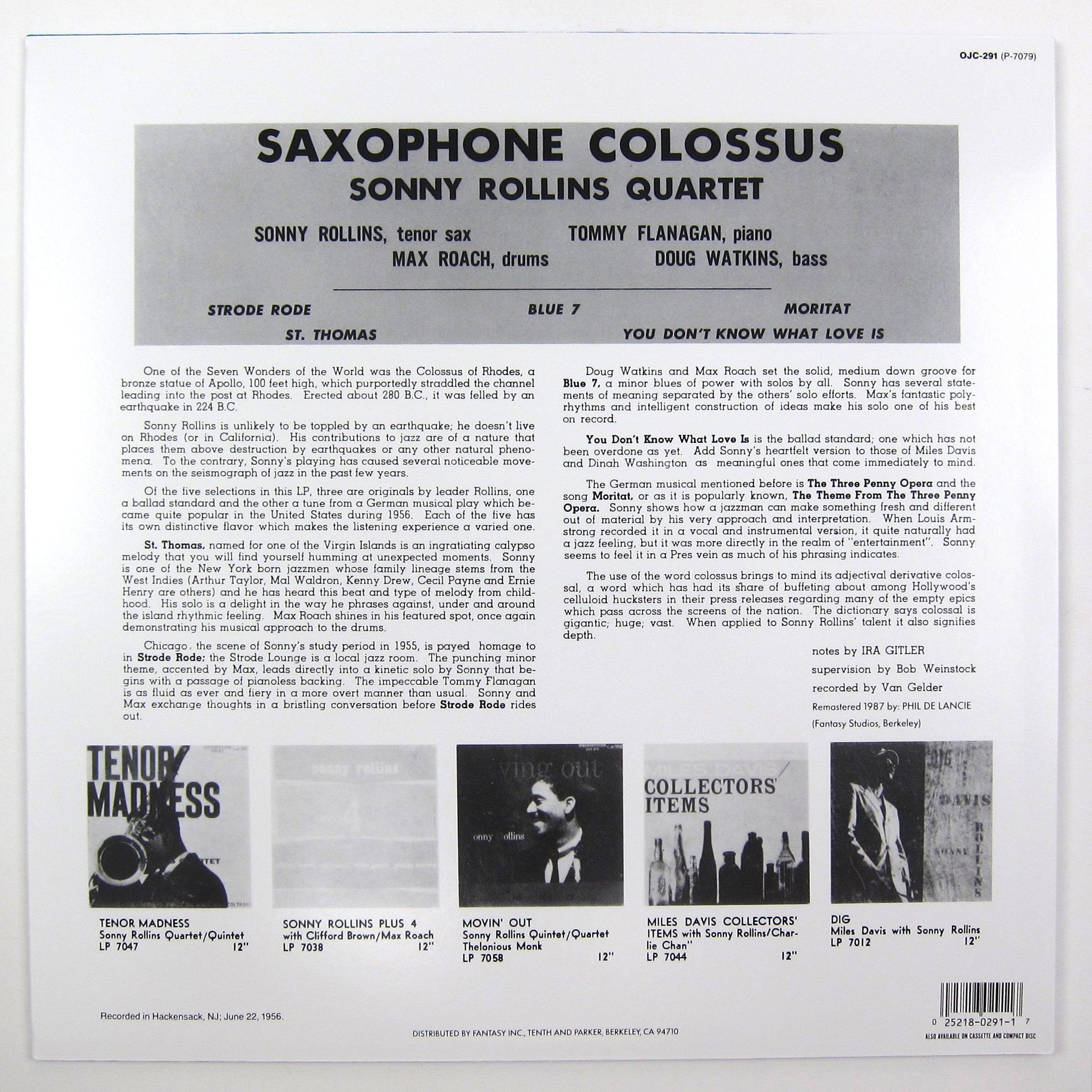 Sonny Rollins: Saxophone Colossus (Colored Vinyl) Vinyl LP