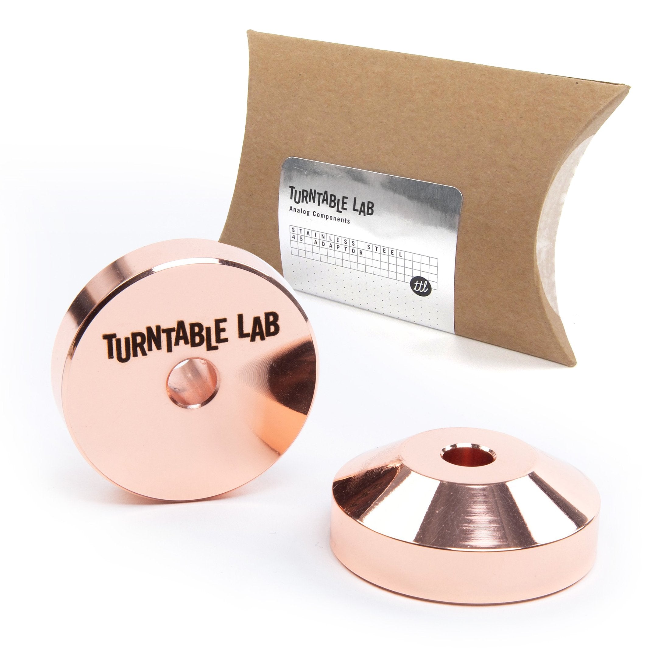 Turntable Lab: Stainless Steel 45 Record Adaptor for 7" Vinyl - Copper